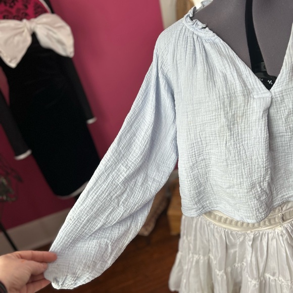 MARBLE Soft Blue Ruffled Blouse - Picture 2 of 8